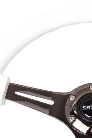 Free Returns NRG Classic Wood Grain Steering Wheel (350mm) White Paint Grip w/Black 3-Spoke Center