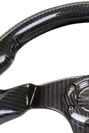 NRG Carbon Fiber Steering Wheel (320mm) Flat Bottom w/Shiny Black Carbon Warranty Included