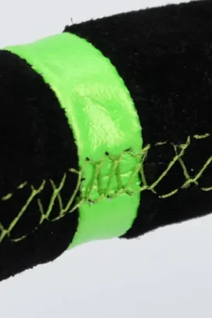 NRG Reinforced Steering Wheel 350mm/3in. Deep Blk Suede/ Neon Green Stitch w/5mm Matte Black Spoke Reduced Price