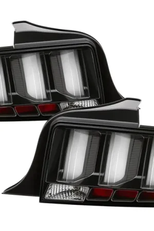 Professional Grade Spyder 05-09 Ford Mustang (White Light Bar) LED Tail Lights - Black ALT-YD-FM05V3-LED-BK