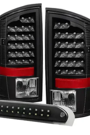 xTune Dodge Ram 02-06 1500 LED Tail Light w/ LED 3rd Brake Lamps- Black ALT-JH-DR02-LED-SET-BK Same Day Shipping