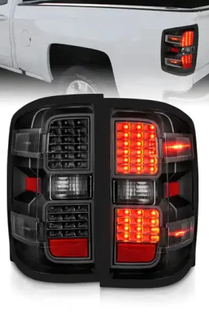 Money Back Guarantee ANZO 15-19 Chevy Silverado 2500HD/3500HD (Factory Halogen Only) LED Tail Lights Black w/Clear Lens