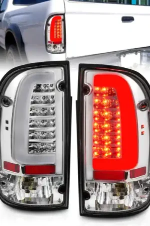 ANZO 95-00 Toyota Tacoma LED Taillights Chrome Housing Clear Lens (Pair) Crafted