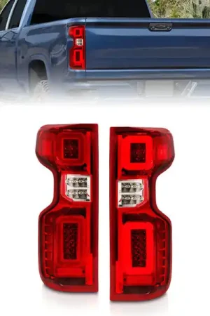 ANZO 19-21 Chevy Silverado Full LED Taillights Chrome Housing Red/Clear Lens G2 (w/C light Bars) Top Pick