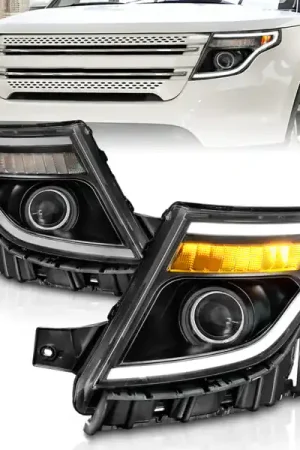 ANZO 11-15 Ford Explorer (w/Factory Halogen HL Only) Projector Headlights w/Light Bar Black Housing Sale