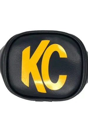 KC HiLiTES 3in. Rectangle Soft Cover (Pair) - Black w/Yellow KC Logo Reduced Price