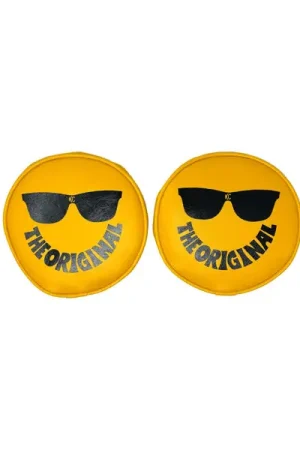 In Demand KC HiLiTES Retro 6in Round Yellow Vinyl Light Cover w/ Black KC Sunglasses Logo