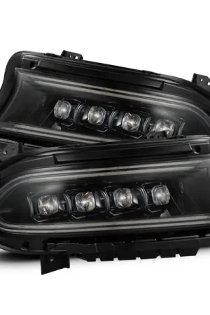 AlphaRex 15-23 Dodge Charger NOVA LED Proj Headlights Alpha-Blk w/Actv Light & Seq.Sig / SB DRL While Supplies Last