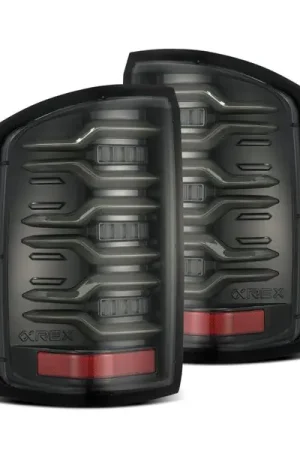 AlphaRex 14-18 GMC Sierra 1500/2500HD/3500HD LUXX-Series LED Tail Lights Alpha-Blk Actv Lgt Seq. Sig Last Chance