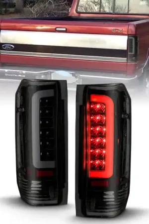 ANZO 1987-1996 Ford F-150 LED Taillights Black Housing Smoke Lens (Pair) Original