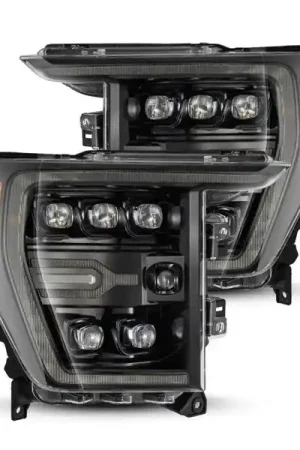 High Quality AlphaRex 21-22 Ford F-150 NOVA LED Proj Headlights Plank Style Alpha Blk w/Activ Light/Seq Signal