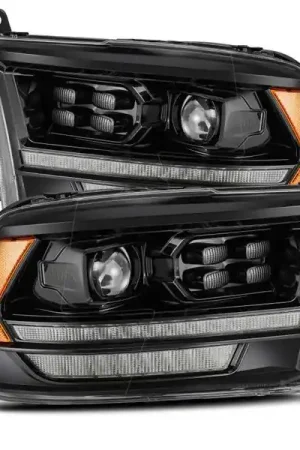 Buy Direct AlphaRex 09-18 Dodge Ram 1500HD PRO-Series Proj Headlights Plank Style Alpha Black w/Seq Signal/DRL