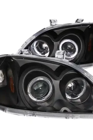 ANZO 1996-1998 Honda Civic Projector Headlights w/ Halo Black Fan Favorite