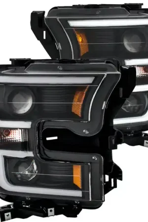 ANZO 2015-2016 Ford F-150 Projector Headlights w/ Plank Style Design Black w/ Amber Big Sale