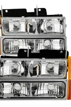 xTune GMC Yukon 94-99 Headlights w/ Corner & Parking Lights 8pcs Sets -Chrome HD-JH-GCK94-AM-C-SET Free Shipping