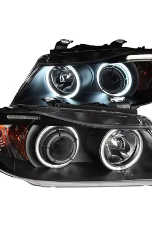 ANZO 2006-2008 BMW 3 Series E90-E91 Projector Headlights w/ Halo w/ LED Bar Black (CCFL) Handmade