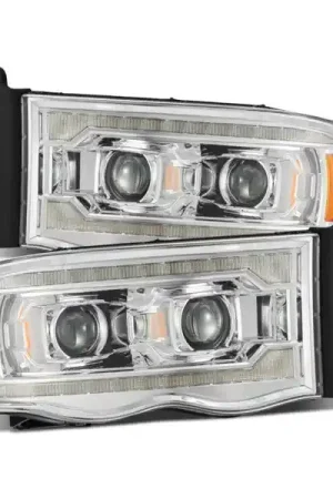 Modern AlphaRex 02-05 Dodge Ram 1500 LUXX LED Proj Headlights Plank Style Chrome w/Activ Light/Seq Signal