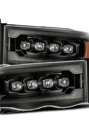 AlphaRex 02-05 Dodge Ram 1500 NOVA LED Proj Headlights Alpha Black w/Activ Light/Seq Signal Big Sale