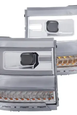ANZO 16-17 Chevy Silverado 1500 Projector Headlights Plank Style Design Chrome w/ Amber Next Day Delivery