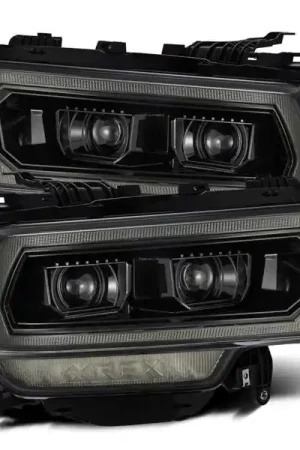 AlphaRex 19-21 Ram 2500 LUXX LED Proj Headlights Plank Style Alpha Blk w/Activ Light/Seq Signal/DRL Hot Picks