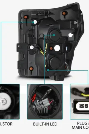 AlphaRex 11-16 Ford F-350 SD LUXX LED Proj Headlights Plank Style Alpha Blk w/Activ Light/Seq Signal Last Chance