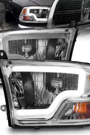 Final Sale ANZO 2009-2018 Dodge Ram 1500/ 2500/ 3500 Crystal Headlights w/ Light Bar Chrome Housing