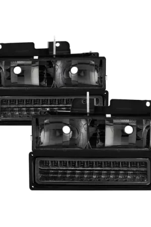 Budget xTune 92-94 Blazer Full Size Corner/LED Bumper Headlights Smoke HD-JH-CCK88-LED-AM-SM-SET