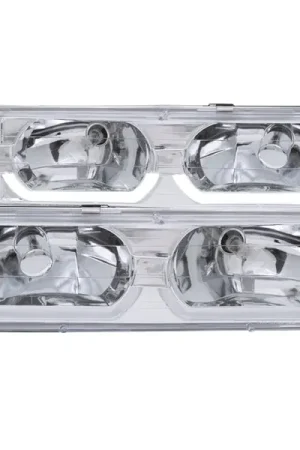 ANZO 1988-1998 Chevrolet C1500 Crystal Headlights Chrome w/ Low - Brow Free Delivery