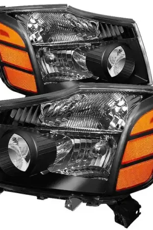 Hot Picks xTune Nissan Titan 04-14 / Armada 04-07 OEM Amber Head Lights Set Black HD-JH-NTI04-AM-BK