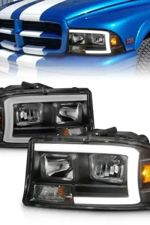 Cheap ANZO 97-04 Dodge Dakota/Durango Crystal headlight Set w/ Light Bar Black Housing