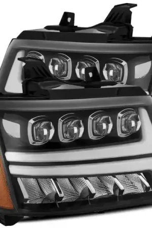 Must Have AlphaRex 07-13 Chevy Avalanche NOVA LED Proj Headlights Plank Style Gloss Black w/Activ Light/DRL