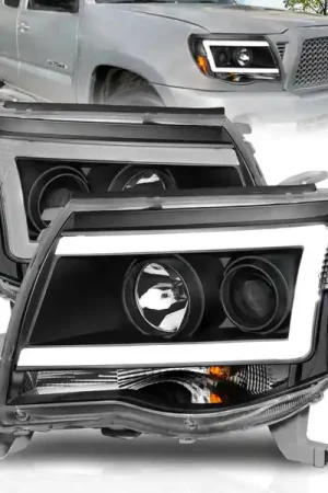 ANZO 05-09 Toyota Tacoma Projector Light Bar Style Headlights w/ C Light Bar Trending