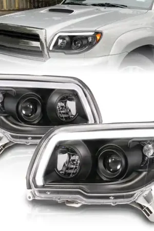 ANZO 06-09 Toyota 4 Runner Projector Headlights Plank Style - Black Must Have