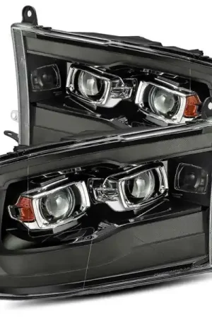 Clearance AlphaRex 09-18 Ram 1500HD LUXX Proj Headlight Plnk Style Jet Blk w/Activ Light/Seq Signal/Smoked DRL