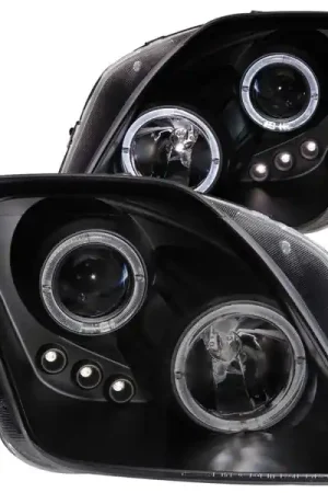 ANZO 1997-2001 Honda Prelude Projector Headlights w/ Halo Black w/ LED Luxury