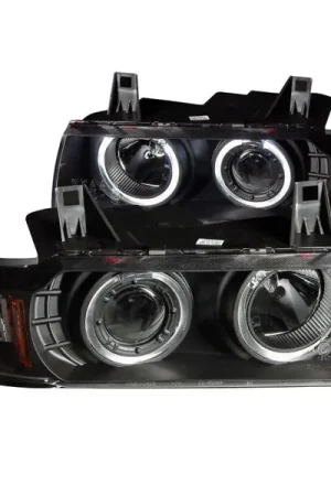 ANZO 1992-1998 BMW 3 Series E36 Projector Headlights w/ Halo Black G2 1 pc Express Delivery