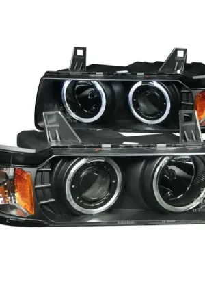Premium ANZO 1992-1998 BMW 3 Series E36 Projector Headlights w/ Halo Black (CCFL) G2