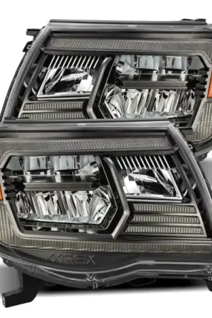 Low Price AlphaRex 05-11 Toyota Tacoma LUXX Crystal Headlights Plank Style Alpha Black w/Activation Light/DRL