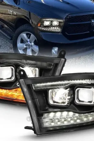 ANZO 2009-2018 Dodge Ram 1500 Led Projector Plank Style Switchback H.L Halo Black Amber (OE Style) Editor’s Pick