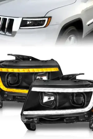 Direct From Manufacturer ANZO 11-13 Jeep Grand Cherokee (Factory Halogen Only) Projector Headlights w/Light Bar Swtchbk Black