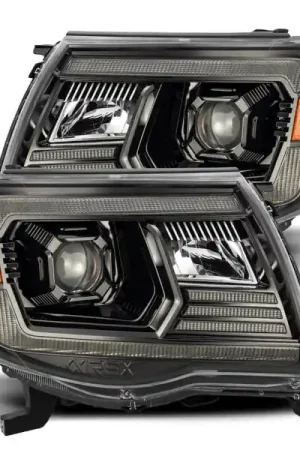 In Demand AlphaRex 05-11 Toyota Tacoma PRO-Series Projector Headlights Plank Style Design Alpha Black w/DRL