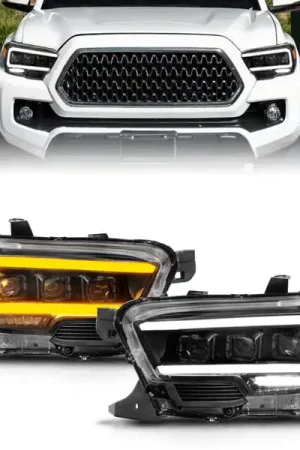 ANZO 16-22 Toyota Tacoma LED Projector Headlights w/ Light Bar Sequential Black Housing w/Initiation Best Price