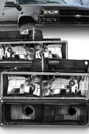 ANZO 88-98 Chevrolet C1500 Crystal Headlights Black Special Offer