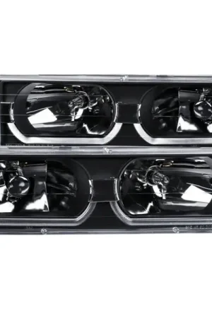 ANZO 1988-1998 Chevrolet C1500 Crystal Headlights Black w/ Low - Brow Hot Picks