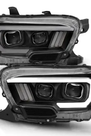 ANZO 2016-2017 Toyota Tacoma Projector Headlights w/ Plank Style Design Black/Amber w/ DRL Save Now