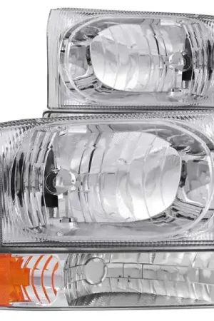 ANZO 2000-2004 Ford Excursion Crystal Headlights Chrome w/ Corner Lights 2pc Flash Sale