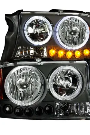 ANZO 1997-2004 Dodge Dakota Projector Headlights w/ Halo Black 1 pc Clearance