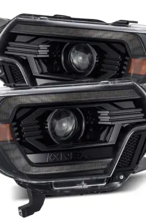 AlphaRex 12-15 Toyota Tacoma LUXX LED Projector Headlights Plank Style Alpha Black w/DRL Must Have