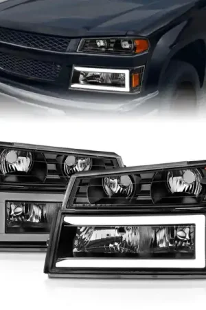 Best Seller ANZO 04-12 GM Colorado/Canyon/I-Series Crystal Headlights - w/ Light Bar Black Housing 4pcs