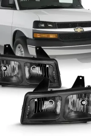 Clearance ANZO 2003-2017 Chevy Express Crystal Headlight Black